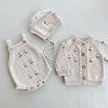 VelouraKids Handmade Knit Newborn Outfit Set – Cardigan, Romper & Hat | Cozy Gender-Neutral Baby Gift