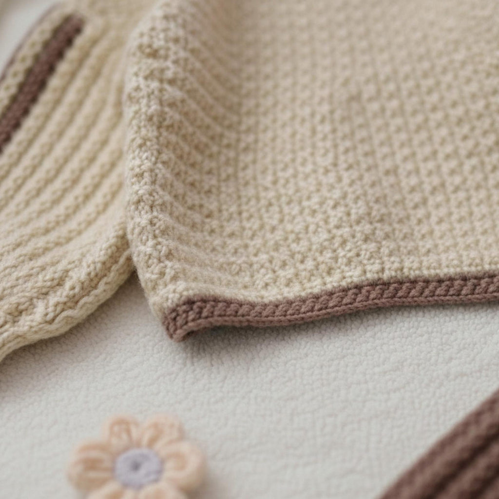 VelouraKids Handmade Crochet Baby Girl Outfit – Knit Cardigan & Skirt Set | Newborn Fall/Winter Sweater | Baby Shower & Photography Gift | Boho Style
