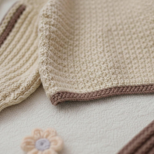 VelouraKids Handmade Crochet Baby Girl Outfit – Knit Cardigan & Skirt Set | Newborn Fall/Winter Sweater | Baby Shower & Photography Gift | Boho Style