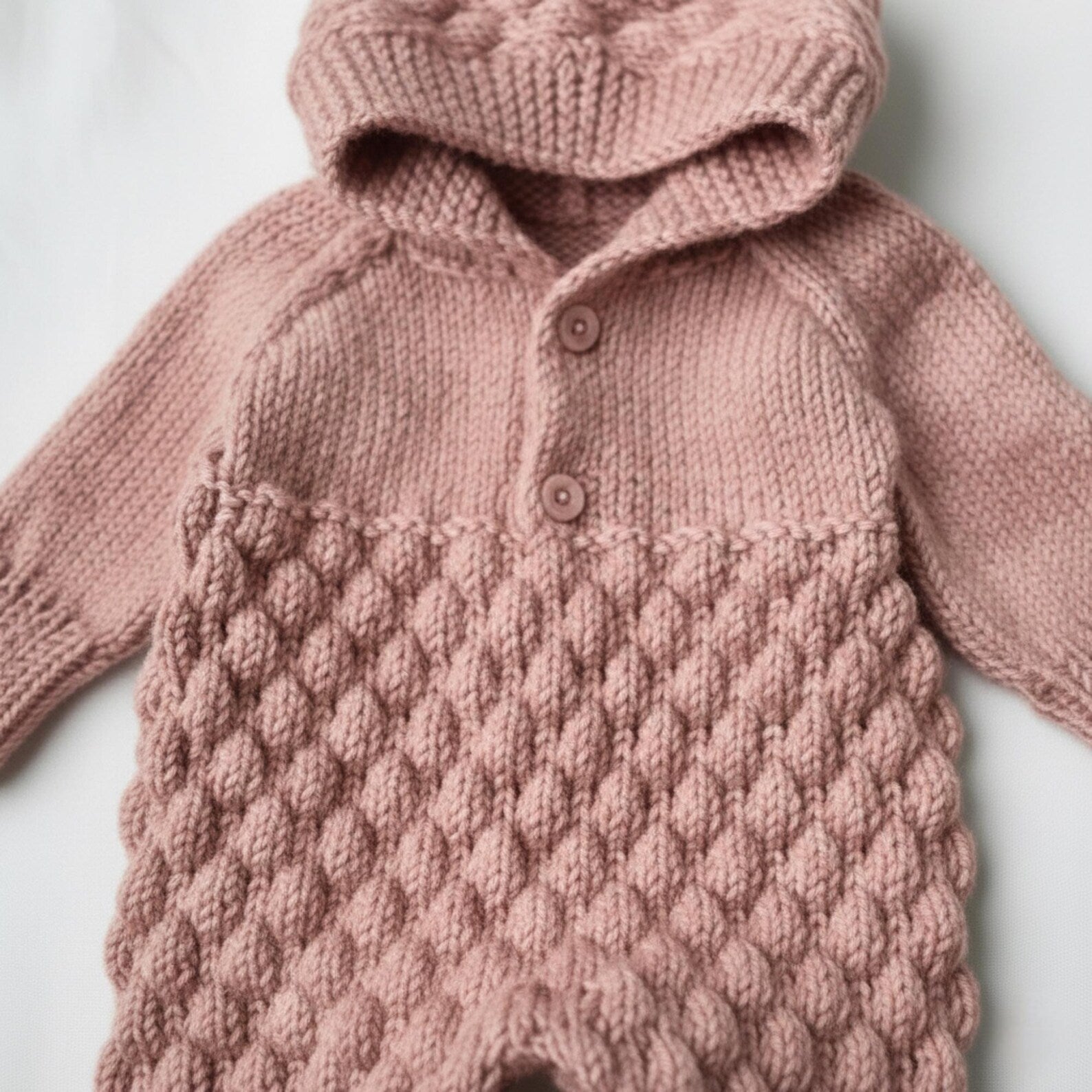 VelouraKids Handmade Knitted Newborn Romper Set – Cozy Hooded Winter Outfit with Booties | Baby Shower & Photo Outfit